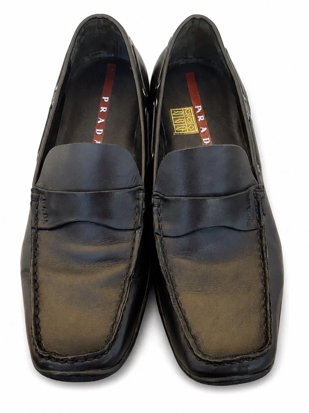 Prada Black Leather Penny Loafers for Men Size 8